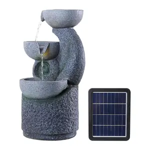 3 Bowls Solar-Powered Water Fountain Outdoor Garden Decor