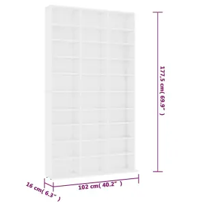 vidaXL CD Cabinet White 102x16x177.5 cm Engineered Wood