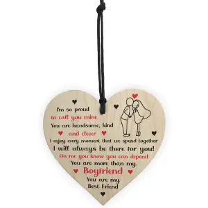 Gift For Boyfriend Anniversary Valentines Day Gift For Him Wooden Heart Keepsake