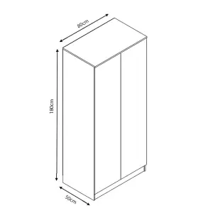 2 Door Wardrobe Double Door Push To Open Slow Close Matt Grey Finish