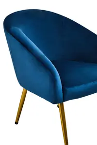 Interiors by Premier Midnight Blue Velvet Arm Chair with Footstool, Velvet Upholstered Accent Chair & Footstool, Armchair Set