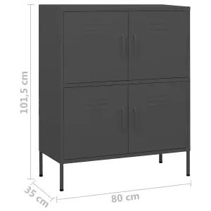 Berkfield Storage Cabinet Anthracite 80x35x101.5 cm Steel