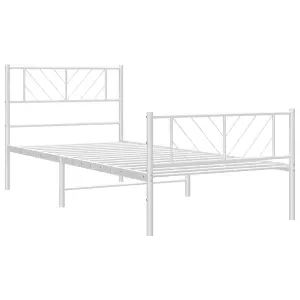 Berkfield Metal Bed Frame with Headboard and Footboard White 75x190 cm