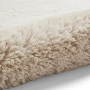 Beige Shaggy Plain Modern Easy to Clean Polyester Rug for Living Room and Bedroom-120cm X 170cm