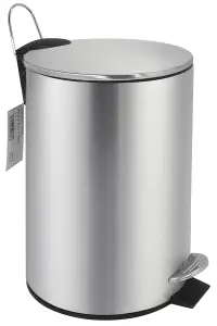 Buckingham Stainless Steel Pedal Waste Trash Bin Office Bathroom Kitchen with Plastic Inner Bucket, 3 Litre