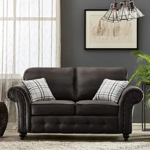 Oakland Suede Leather 2 Seater Sofa Black