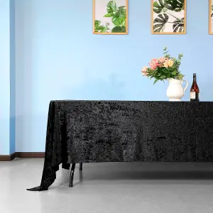 Diamond Velvet Rectangle Tablecloth, Black , 70 Inch x 144 Inch