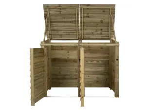 Wooden Wheelie Bin Store (Double, Light green (Natural)