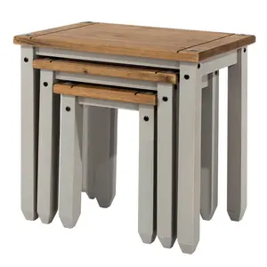 Payton 3 Piece Nest of Tables, Solid Pine, Corona Design Grey