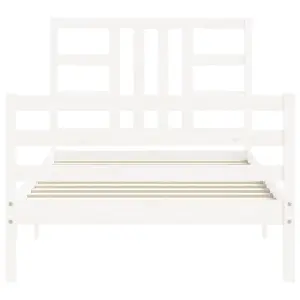 Berkfield Bed Frame with Headboard White 100x200 cm Solid Wood