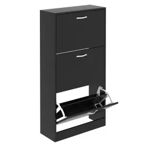 Vida Designs 3 Drawer Shoe Storage Cabinet Black