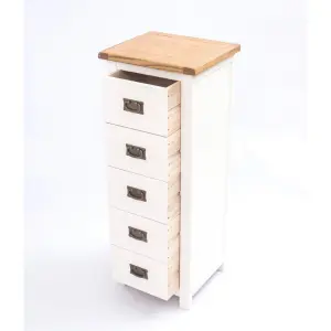 Lovere 5 Drawer Narrow Chest of Drawers Bras Drop Handle