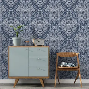 World of Wallpaper Harlen Woodland Wallpaper Navy (50340-BUR)