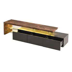 Alanis Wooden TV Stand With Storage In Rustic Oak And LED