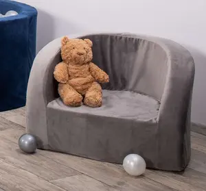 Velvet Toddlers Armchair - Grey