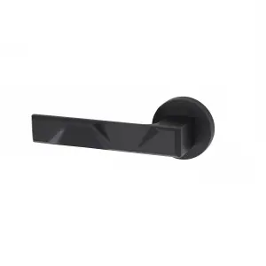 5 Pair Modern Nova Design Matt Black Premium Door Handles Round Rose 3" Ball Bearing Hinges and 2.5" Tubular Latch - Golden Grace