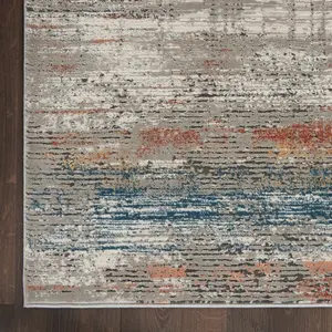 Grey Multi Rustic Textures Luxurious Modern Abstract Bedroom & Living Room Rug -66 X 230cm (Runner)