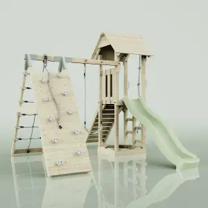 PolarPlay Tower Kids Wooden Climbing Frame with Swing and Slide - Climb & Swing Tyra Sage