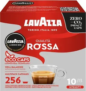 Lavazza, A Modo Mio Qualita Rossa, Coffee Capsules, Arabica And Robusta, Full And Sustained Taste, Intensity 10/13, Medium Roasting, Compostable, 16