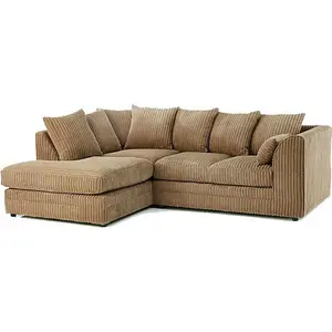 Luxor Jumbo Cord 4 Seater Corner sofa Coffee Left Hand Facing