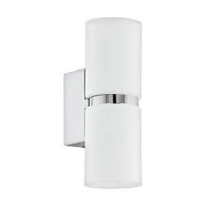 EGLO Passa 2 Light LED White/Chrome Wall Light