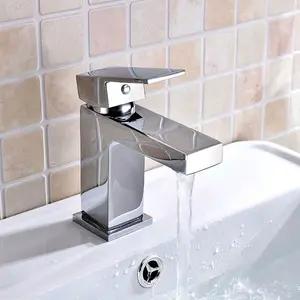 Nes Home Brayton Modern Square Chrome Basin Mono Mixer Tap