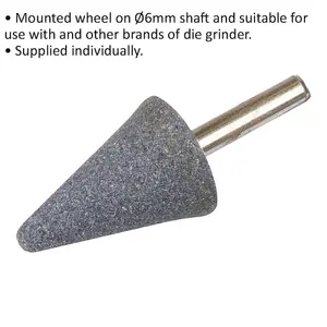 High-Performance Mounted Die Grinder Wheel - 25mm x 38mm Head with 6mm Shaft