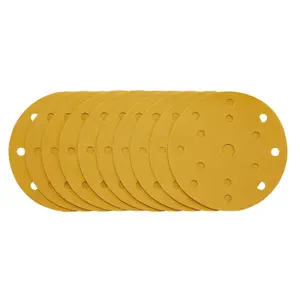 Draper Gold Sanding Discs with Hook & Loop, 150mm, 400 Grit, 15 Dust Extraction Holes (Pack of 10) 08478