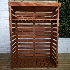 156cm x 117cm Large Wooden Outdoor Garden Patio Log Store Shed with Shelf