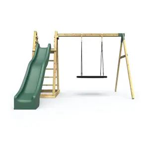 Rebo Children's Wooden Pyramid Activity Frame with Swings and 10ft Water Slide - Looking Glass