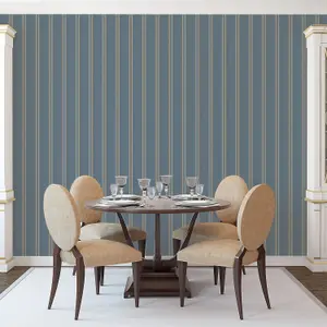 Galerie Palazzo Blue Silk Stripe Embossed Wallpaper