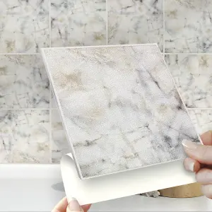 Stick and Go Self Adhesive Stick On Tiles Classic Marble 6" x 6" Box of 8 Apply over any tile, or directly on to the wall