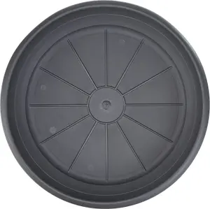 Round  Plastic Plant Pot Saucers Anthracite 14cm