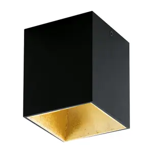 Wall / Ceiling Light Black & Gold Square Downlight 3.3W Built in LED