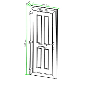 Fortia Chesil Frosted Glazed White RH External Front Door set, (H)2085mm (W)840mm