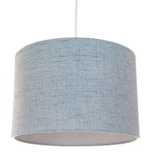 Contemporary and Sleek Blue Textured Linen Fabric Drum Lamp Shade 60w Maximum