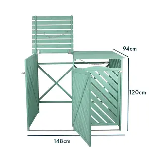 Wooden Double Wheelie Bin Storage - Green