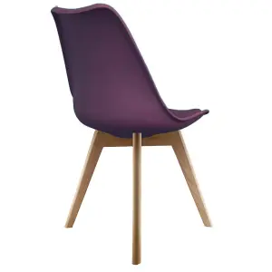 Soho Aubergine Plastic Dining Chair with Squared Light Wood Legs