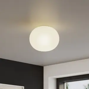 GoodHome Duffy Round Matt Metal & plastic White LED Ceiling light