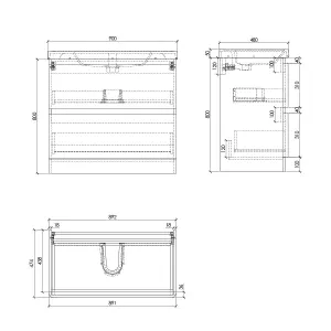 Marvel 900mm Floor Standing Bathroom Vanity Unit in Light Grey Gloss with Grey Glass Basin