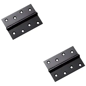 2 PACK - Pair 75mm x 50mm Fixed Pin Door Hinge - Powder Coated Black Interior