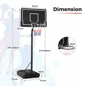 Costway Portable Kids Youth Basketball Hoop System Indoor Outdoor Basketball Goal w/ Fillable Base