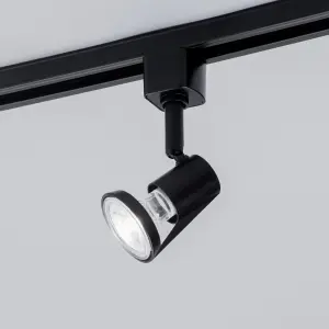 Litecraft Harlem Black 4 Head 2m Straight Kitchen Ceiling Light with LED Bulbs