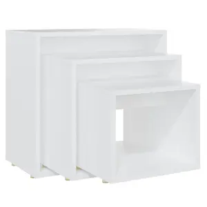 Side Tables 3 pcs Engineered Wood (Set of 3) White / White