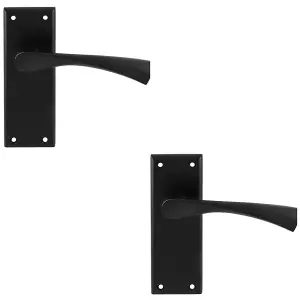 2 PACK - PAIR Angular Lever on Latch Backplate Door Handle 150 x 50mm Matt Black