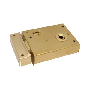 EAI Rim Latch Snib Lock Brass Surface Mounted Lock for Bathrooms - 105 x 82mm