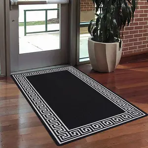 Smart Living Heavy Duty Machine Washable Runner for Hallway, Kitchen Non Slip Floor Mats, Door Mat 50cm x 80cm - Black Cream