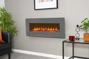 Sureflame WM-9505 Electric Wall Mounted Fire with Remote in Grey, 42 Inch