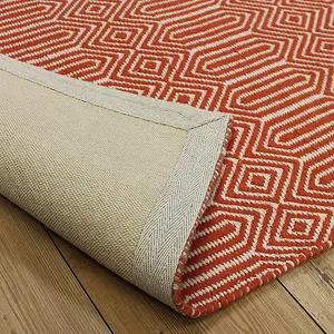 Orange Geometric Wool Modern Handmade Easy to Clean Rug for Living Room and Bedroom-160cm X 230cm