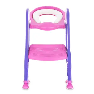 HILLINGTON Padded Potty Toilet Seat - Adjustable Baby Toddler Kid Toilet Trainer with One Step Stool Ladder for Children - Purple